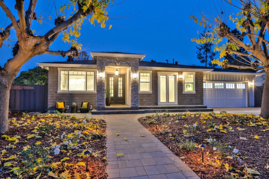 Saratoga garden view at night