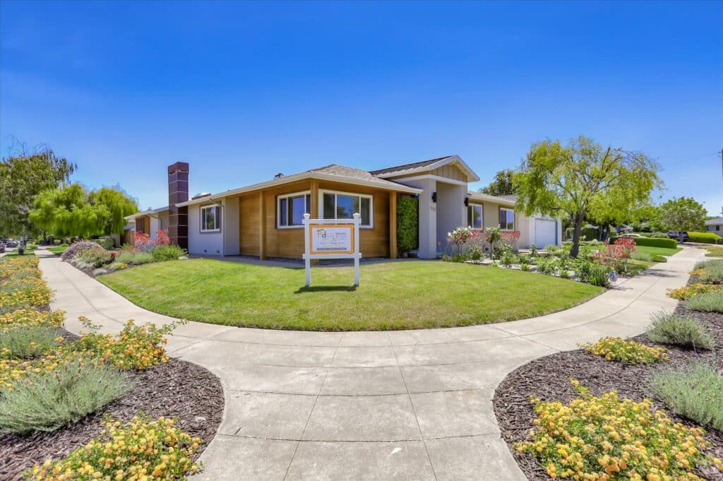 Oakdell front side view with garden